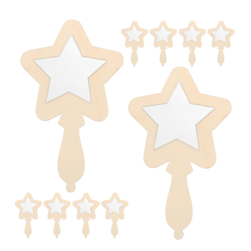 12 قطعة مرايا خشبية صغيرة محمولة للأطفال غير قابلة للكسر، مرآة آمنة للأطفال الصغار، مجموعة أنشطة يدوية من الخشب خفيف الوزن #6