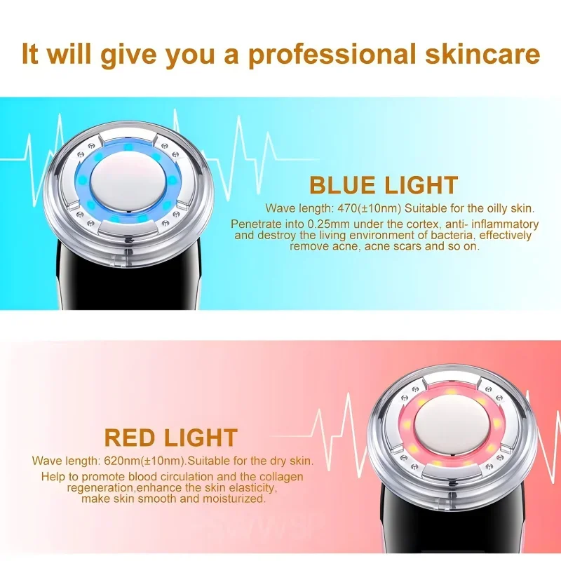 4 in 1 Warming และ Cooling Microcurrent อุปกรณ์บํารุงผิวหน้าสีแดงสีฟ้า Photon Face คอนวดชุดสําหรับความงาม Skin Care ที่บ้าน