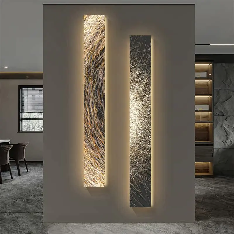 

Modern abstract entrance decoration paintings, luxurious living room lighting, long strip LED lights emitting murals