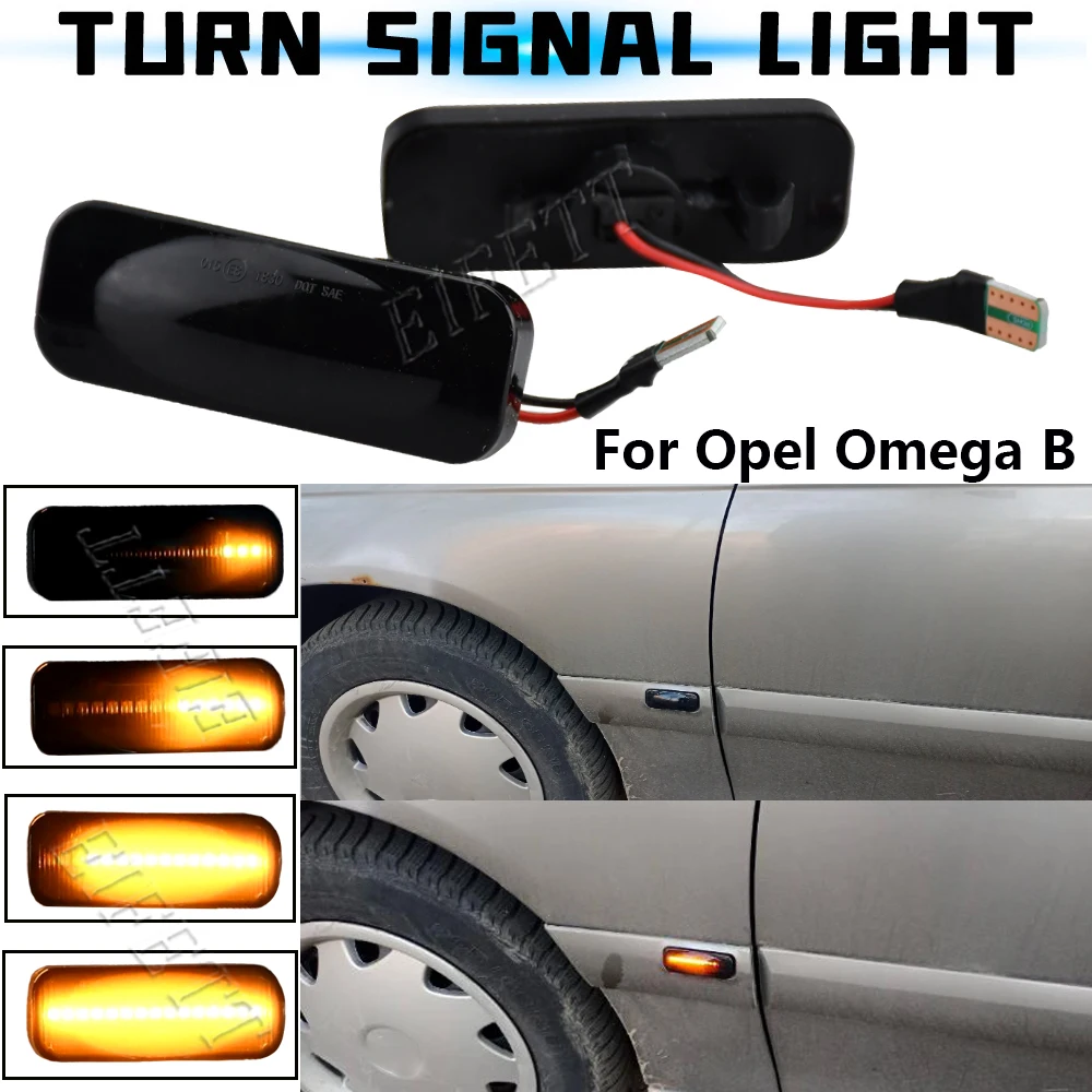 High Bright 2Pcs Dynamic Car LED Side Marker Lights Repeater Turn Signal Lights For Opel Omega B Stufenheck Caravan 1994-2003