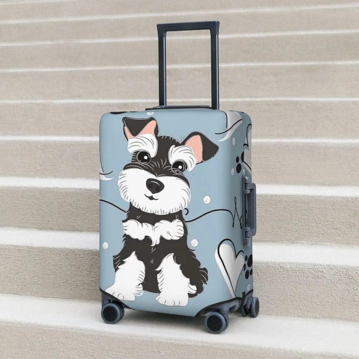 

Черно-белый миниатюрный шнауцер, чехол для чемодана, защитные эластичные защитные чехлы для багажа для путешествий 18-32 дюймов