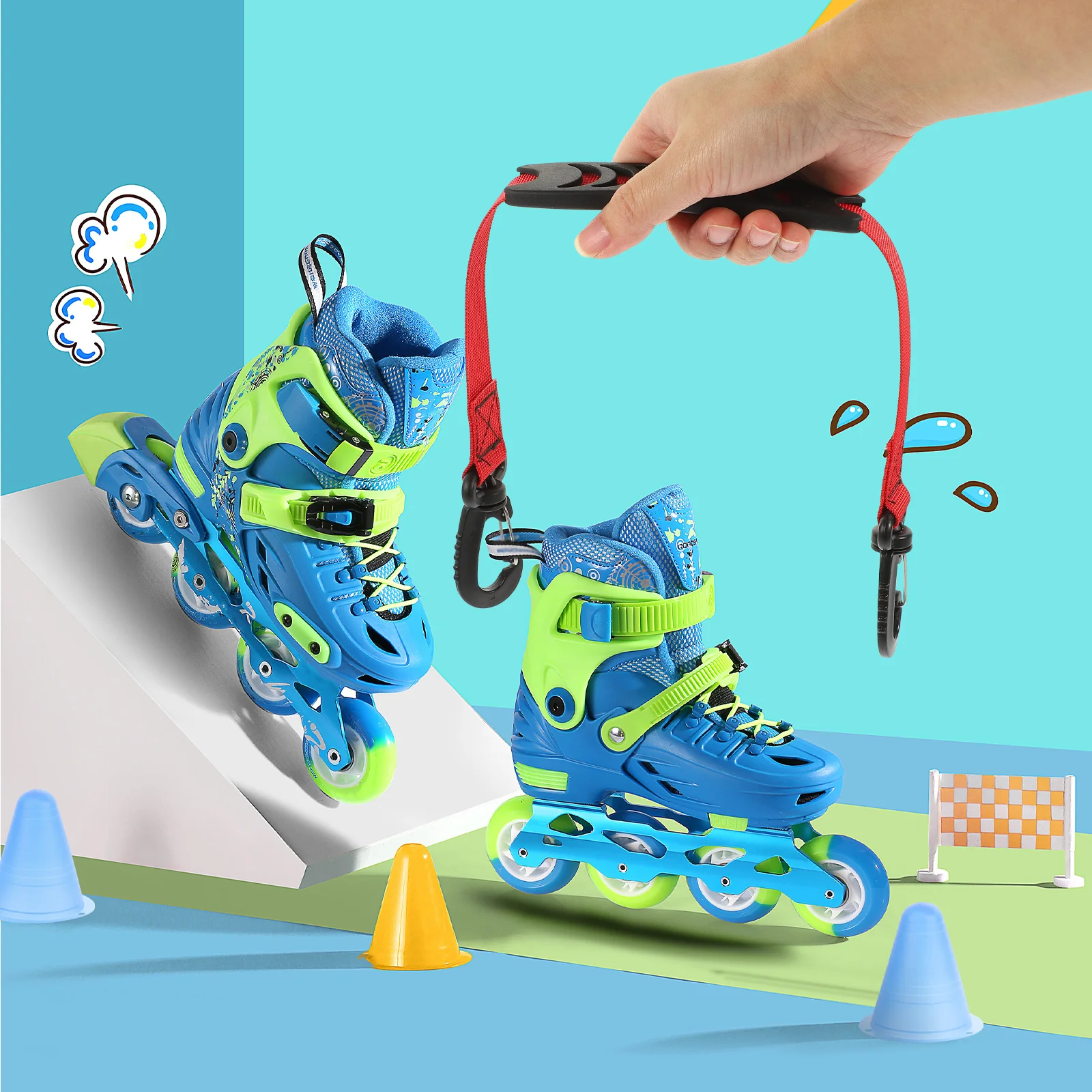 Alça de transporte para patins, 2 peças, resistente, botas de esqui, leve, design dobrável para fácil transporte em inclinações e ao ar livre