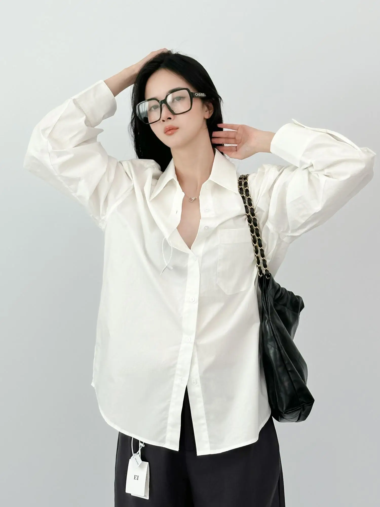 

Корейская женская рубашка из чистого хлопка с длинными рукавами, свободного кроя, для похудения, повседневная, удобная, хлопковая, для работы