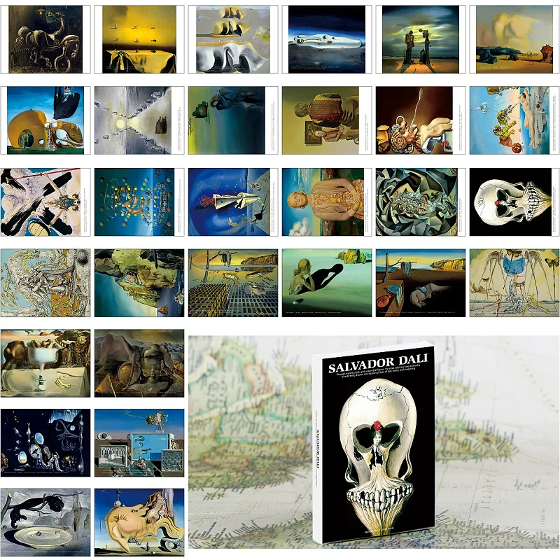 

Набор из 30 открыток с картинами Сальвадора Дали - классические сюрреалистические открытки с масляными рисунками для декора стен, художественный подарок