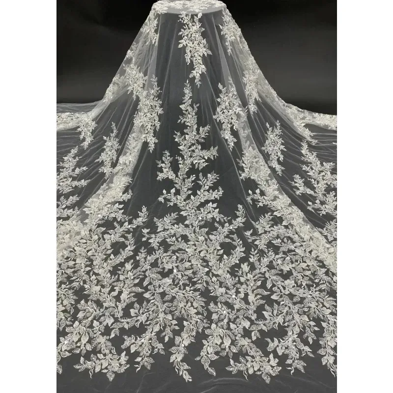 

Новая высококачественная кружевная вышивка из бисера, материал ручной работы, высококачественное свадебное платье, аксессуары для украшения фона одежды