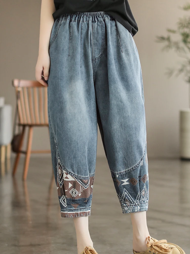 Max LuLu Fashion Spring Denim Pantalons Womens 2024 Leisure Printed Harajuku Jeans Ladies Korean Luxury Vintage Harem Trousers