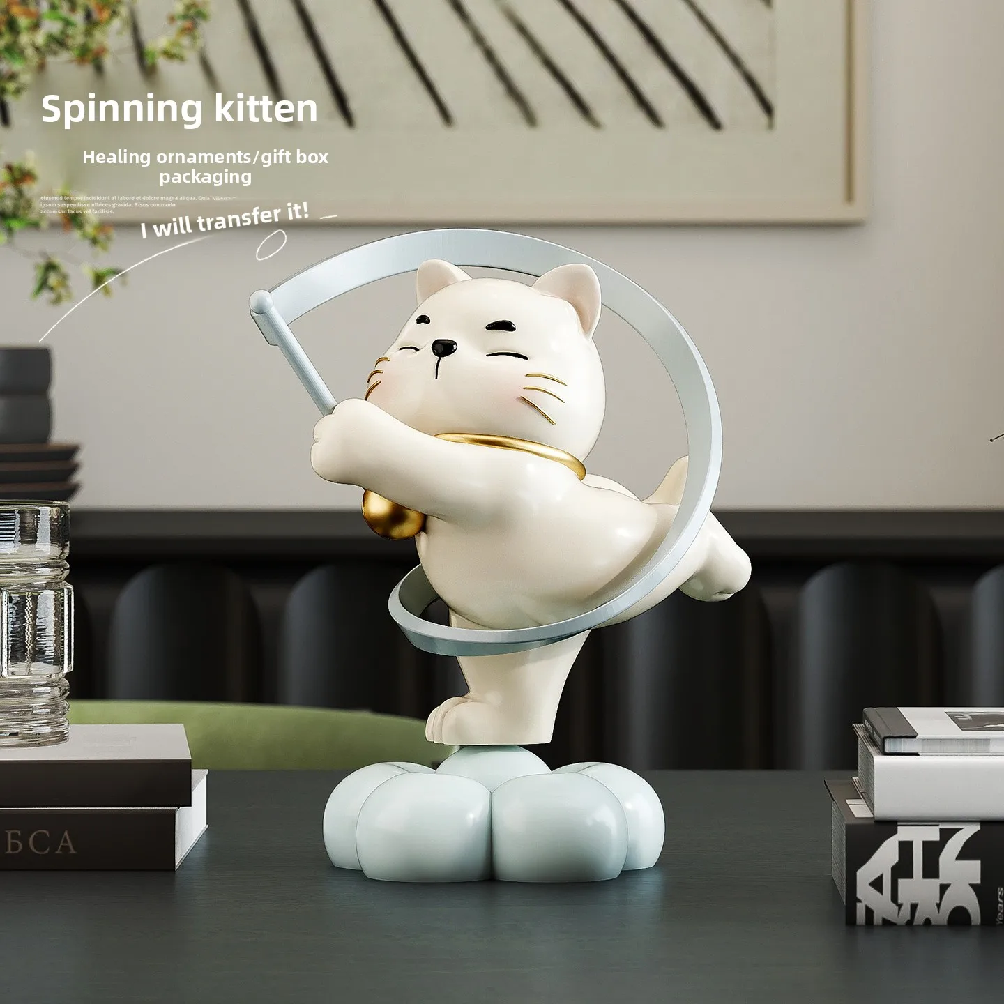 Rotating cat tabletop ornament fun ornament decompression office decoration birthday gift