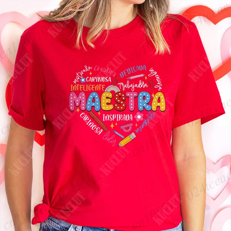 

Maestra Teacher Tee Shirt Back To School Spanish Teacher's Shirts Teacher Appreciation Gift Back To School Maestra T-Shirt Tops