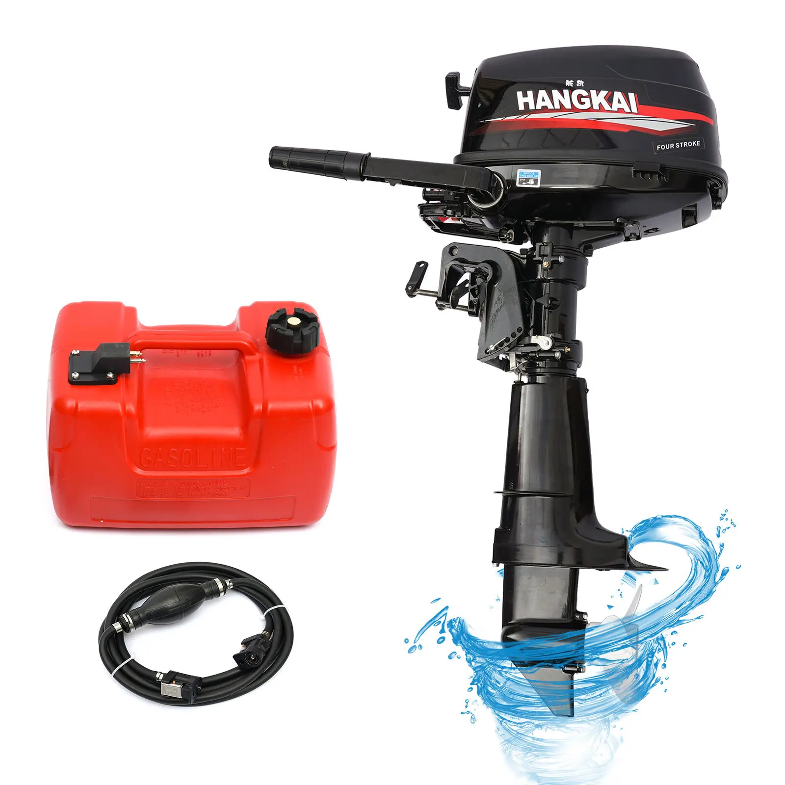 

HANGKAI 6.5HP 4 Stroke Outboard Motor Marine Boat Engine W/ Water Cooling CDI System 123CC For Inflatable Boats Rubber Boats