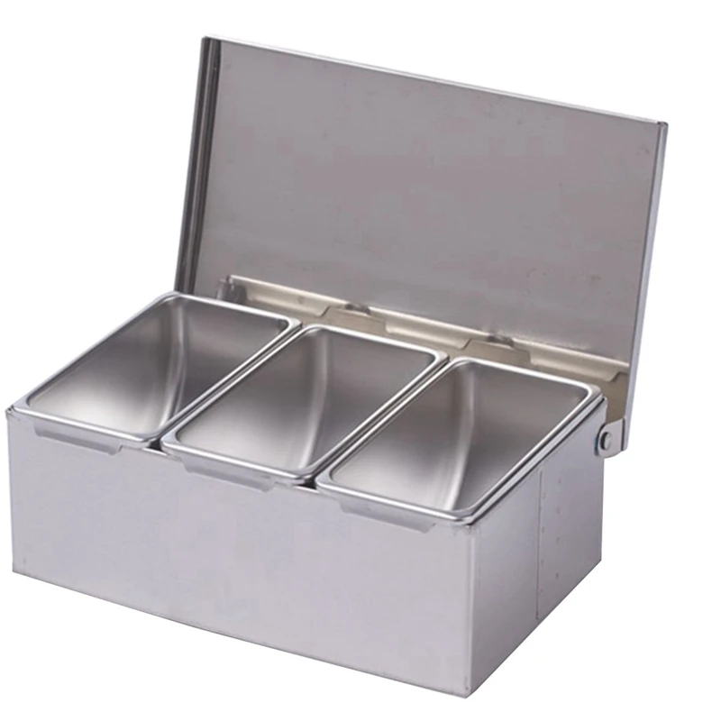 

Section Seasoning Box Stainless Steel Ingredients Box Cheese Sauce Salt Sugar Box Spice Jar Baking Tool