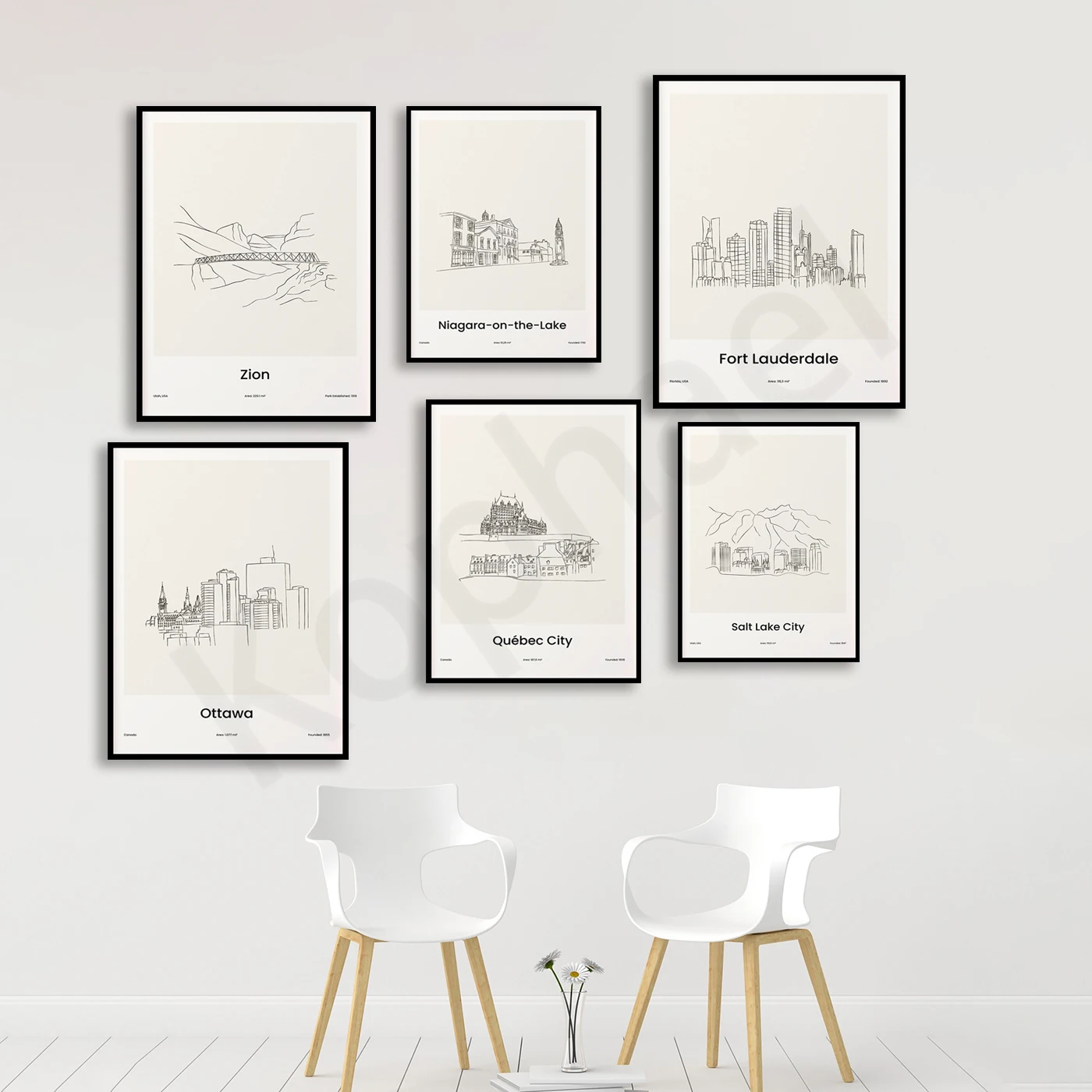 Salt Lake Quebec Ottawa Nouk Havana Lauderdale Edmonton Castries Cancun Zion Niagara-on-the-Lake. ملصق خريطة خط السفر في المدينة