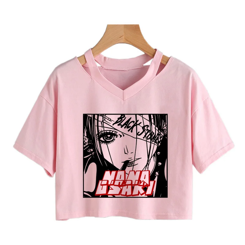 Anni \'90 Pietre Nere Grafica Crop Top Anime Nana Osaki Gotico Ritagliata Tee Shirt Divertente Manga T-shirt Donna Moda Casual Y2k Tshirt