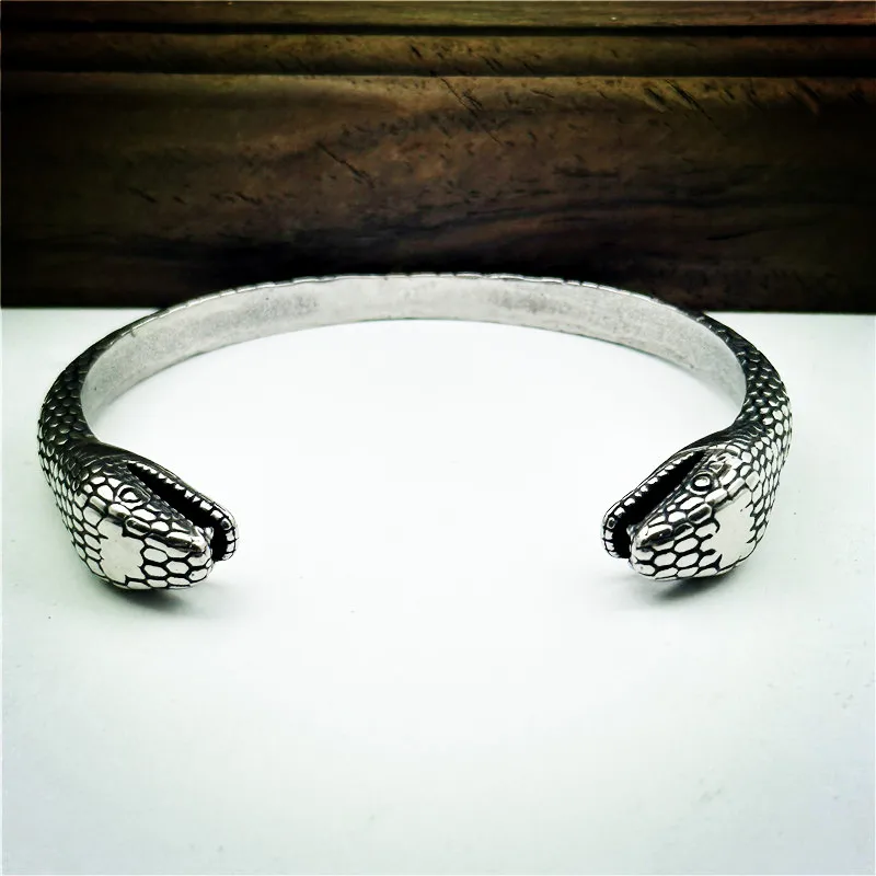 Skull Cross Bracelet 316L Stainless Steel Biker Punk Style Bouble Snake Man Boys Bangle