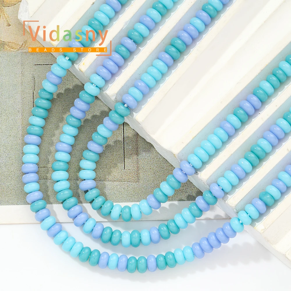 4x2mm Natursteine Lila Seeblau Runde Rondell-Perlen für Schmuckherstellung Passend für DIY Armbänder Halsketten Zubehör – Detail 3