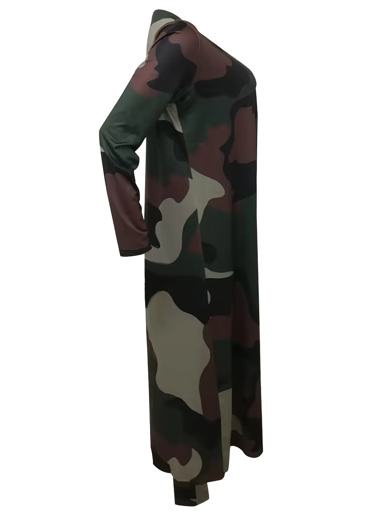 8576New European and American women\'s long sleeved coat cape camouflage random printed tight pants two-piece set