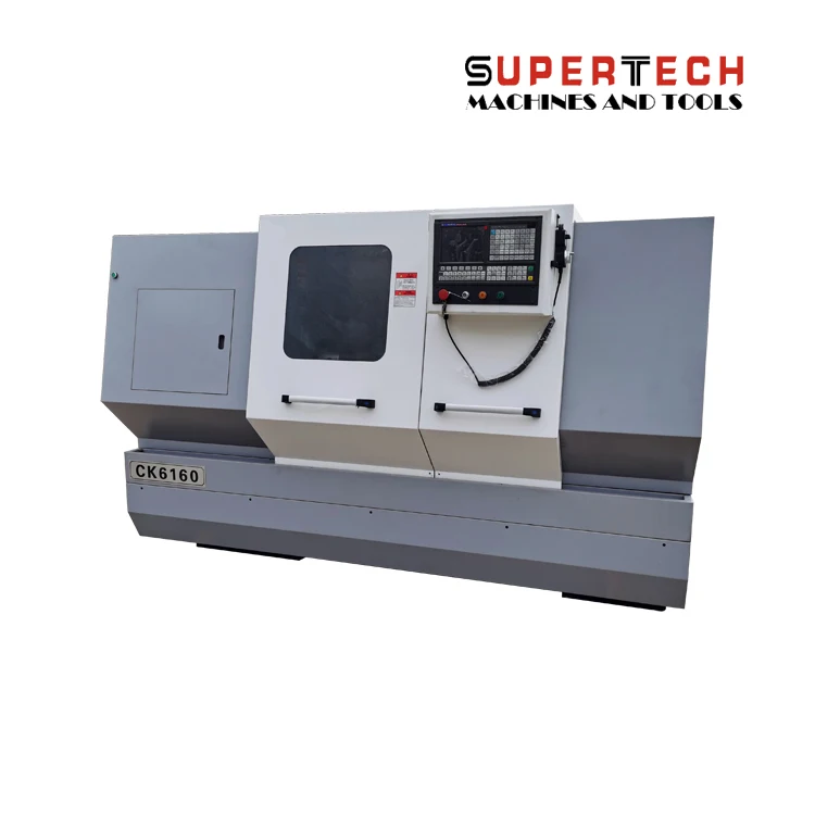 Supertech CK6160 Cheap And Fine 3-Axis Cnc Lathe Hine With Flat Bed GSK Controller