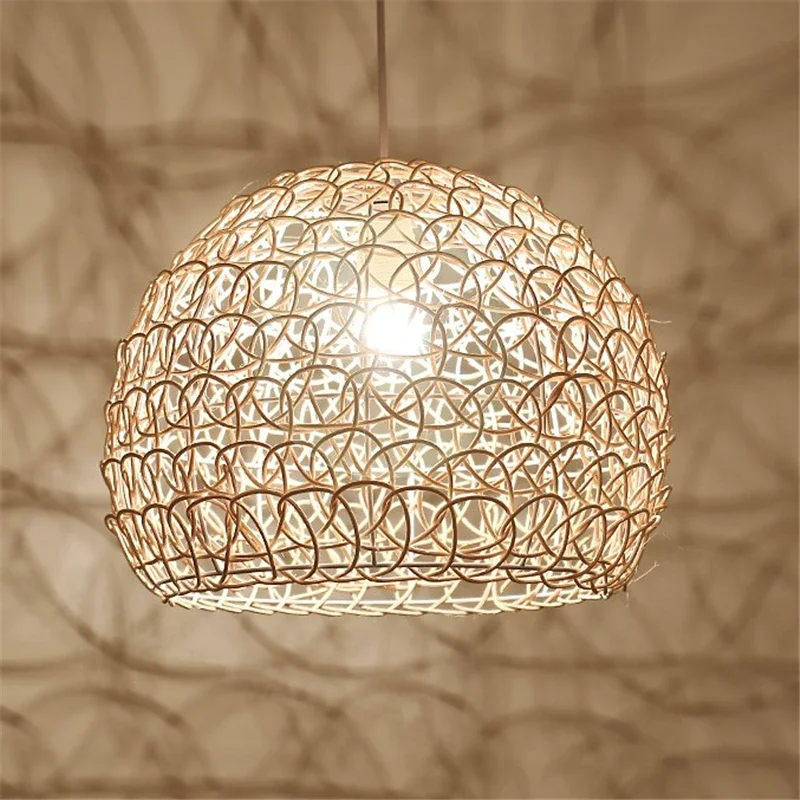 

Nordic Hand Woven Rattan Pendant Lights Idyllic Chandelier Lighting Modern Living Room Decor Chinese Style Bamboo Light Fixture