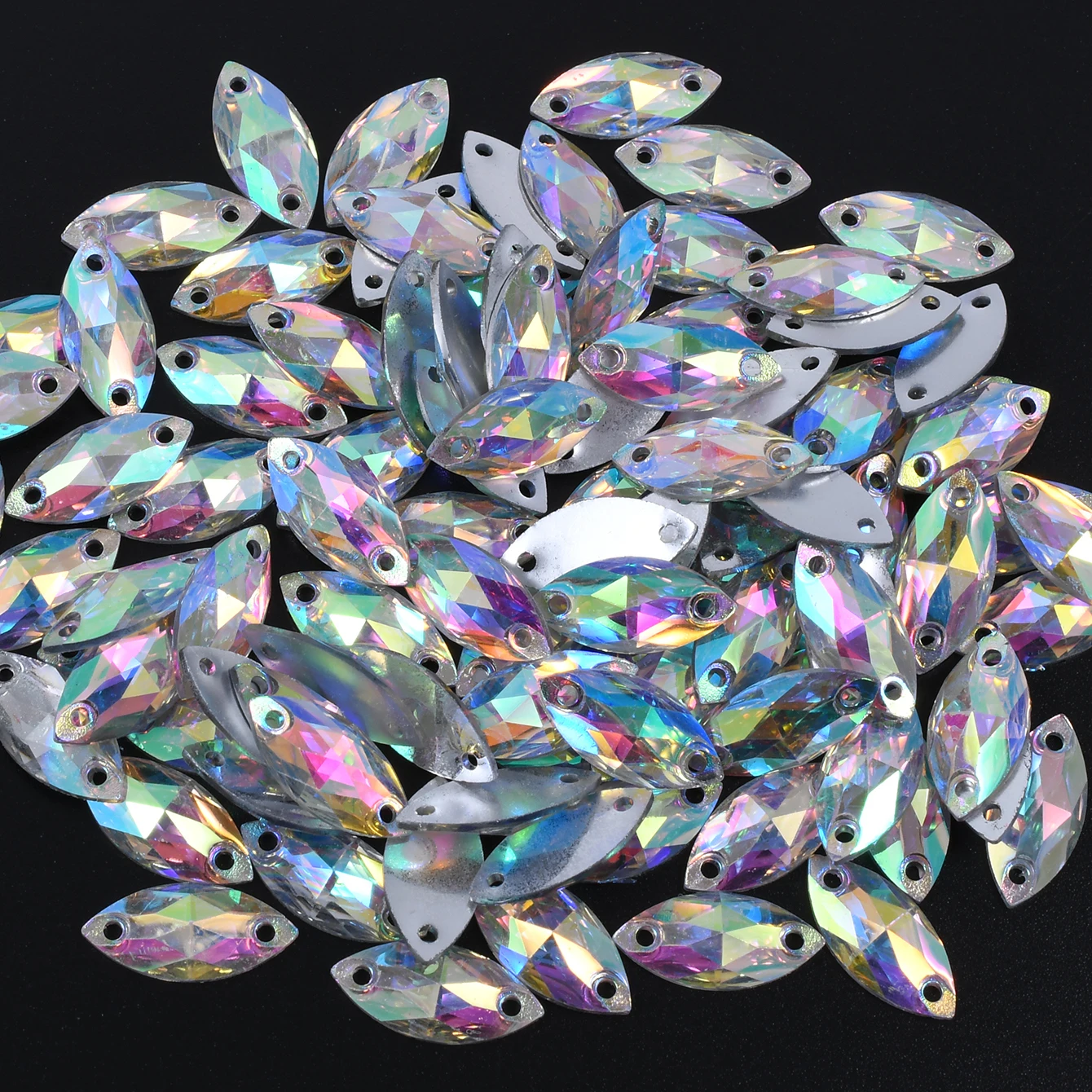 

100pcs AB Crystal Shiny Resin Rhinestones with Hole for Hand Sewing High Quality Fashion Accessories Rhinestones for Clothing