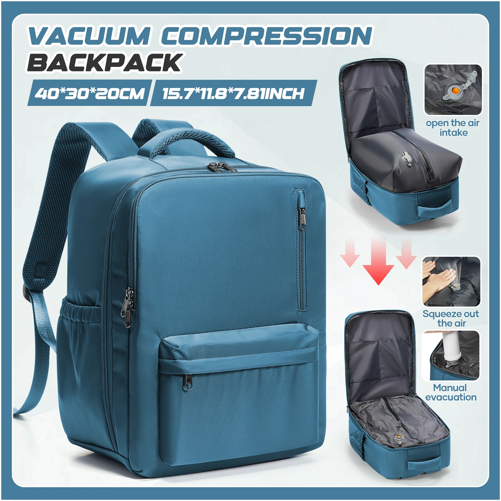 Vakuum-Rucksack, Handgepäck-Rucksack, 40 x 30 x 20 cm, Flugzeug-Reiserucksack, Kabinen-Laptop-Rucksack, Ryanair-Rucksack, Schulrucksack