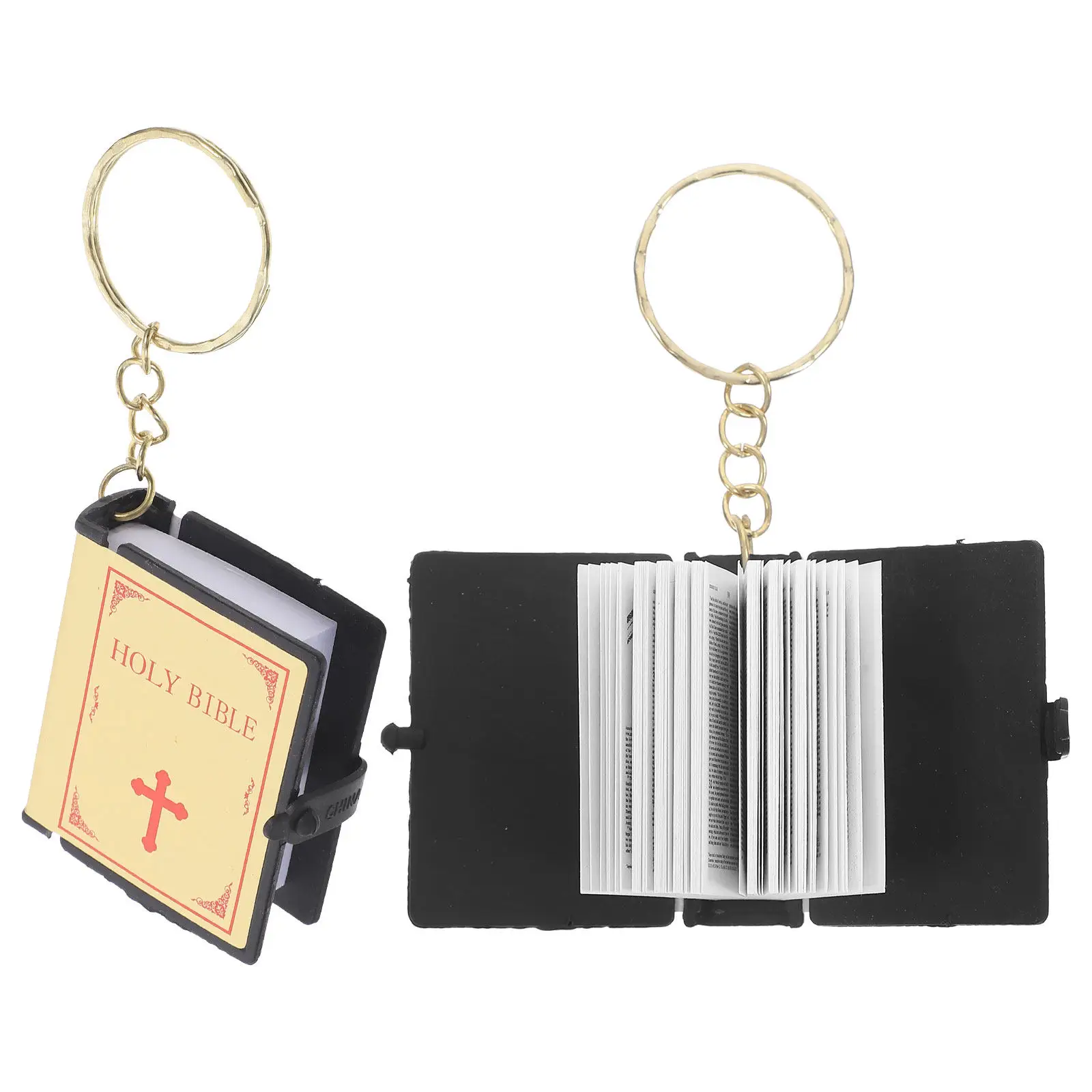 2Pcs Bible Key Ring Miniature Book Pendant Religious Gifts Keychain for Backpack Bag Decoration Daily Use Mini Bible Keychain view 2