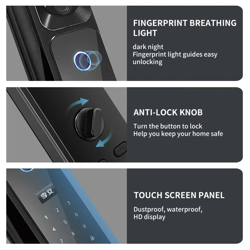 NeweKey-cerradura de puerta inteligente con cámara, Ojo de Gato, huella dactilar, Digital, Tuya App, Wifi