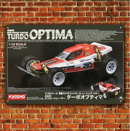 Kyosho Turbo Optima Metal Poster - Vintage Rc Car Tin Sign - 20x30cm Plaque