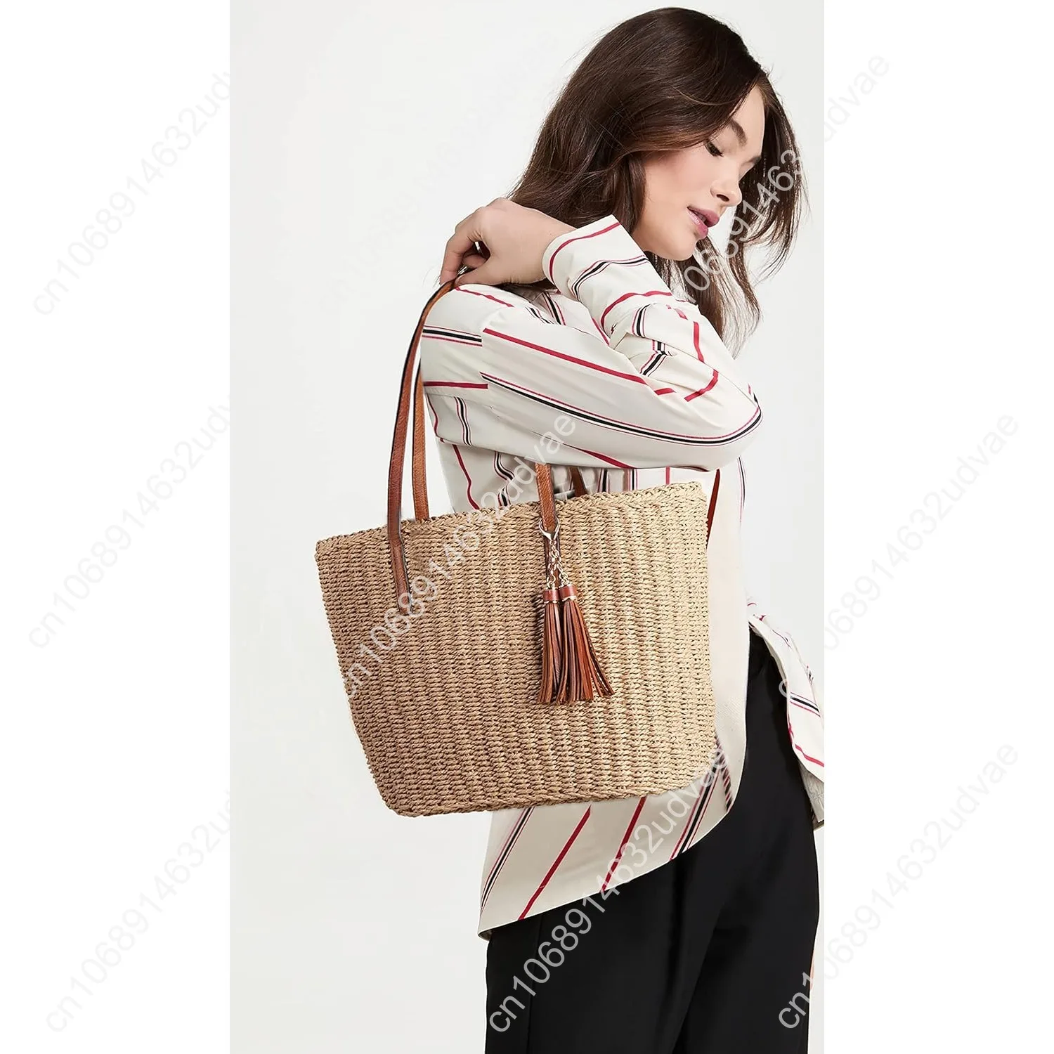 YXILEE Straw Bags For Women | M Size Travel Straw Totes Bag Woven Summer Handmade Shoulder Bag Handbag