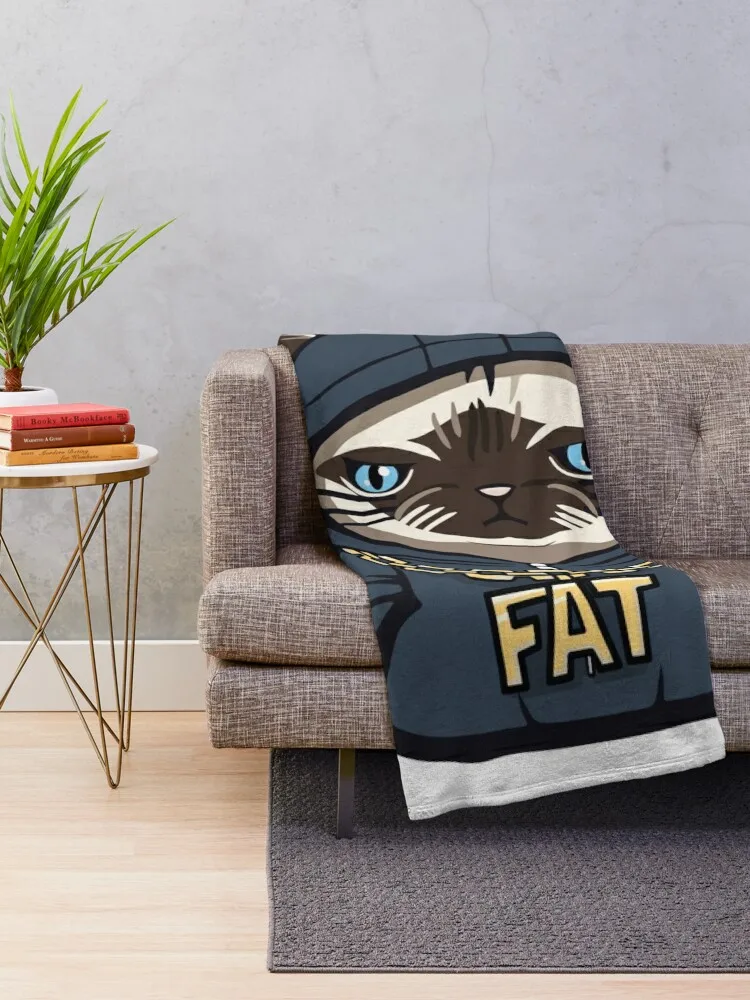 Tonkinese cat cartoon Fat - Street Cats Throw Blanket Decorative Throw heavy to sleep Thermal Blankets