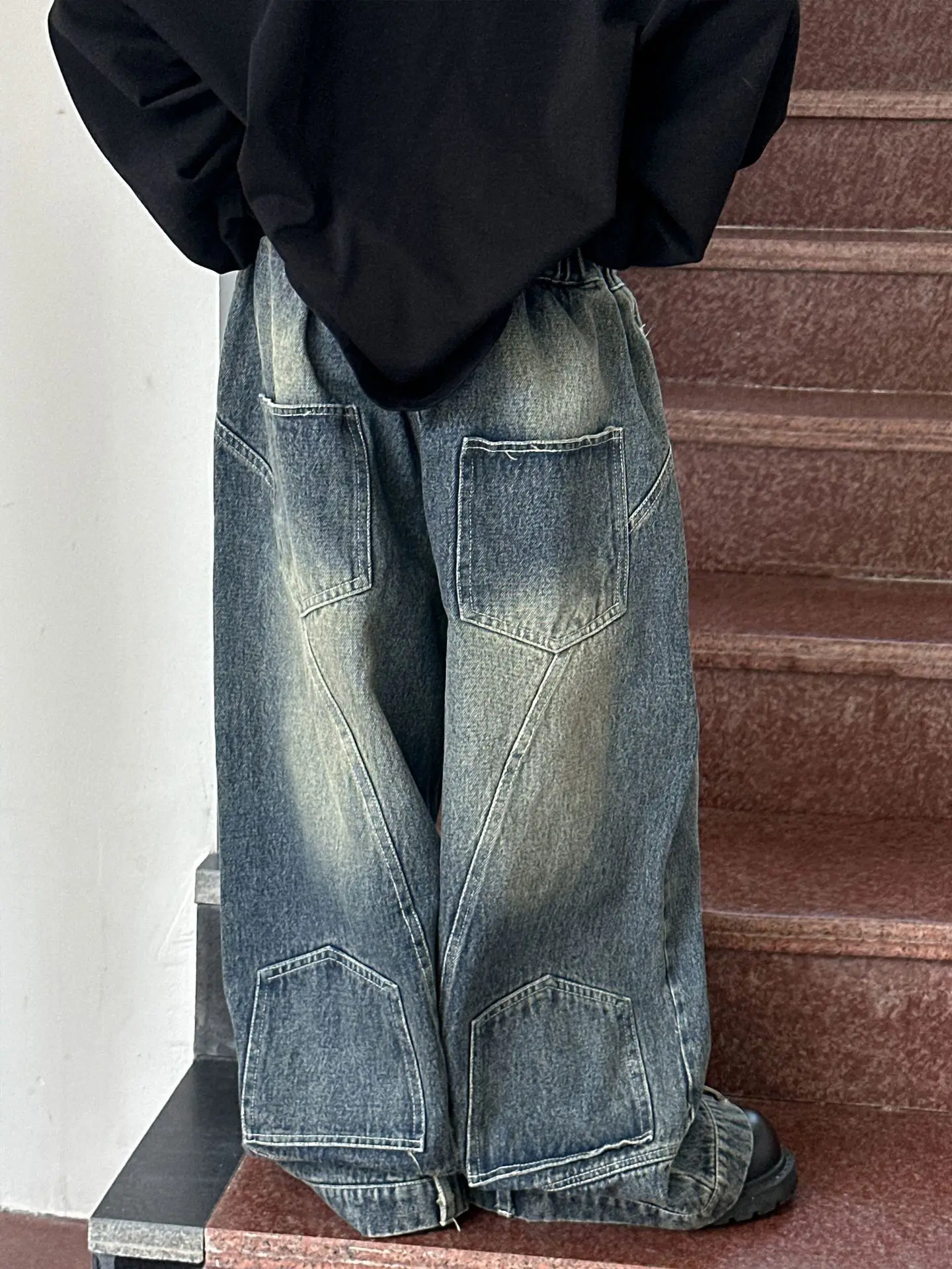 2026 Spring/Autumn New American Small Kids' Micro Pull Pants Loose Pants Trend