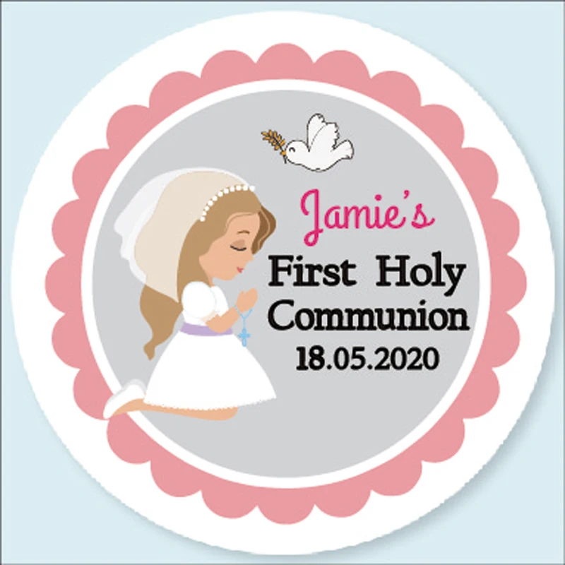 100pcs Custom Personalized Baptism Labels, Boy, Girl baby shower Stickers, First Holy Communion Favor Labels,Decorations Suppli