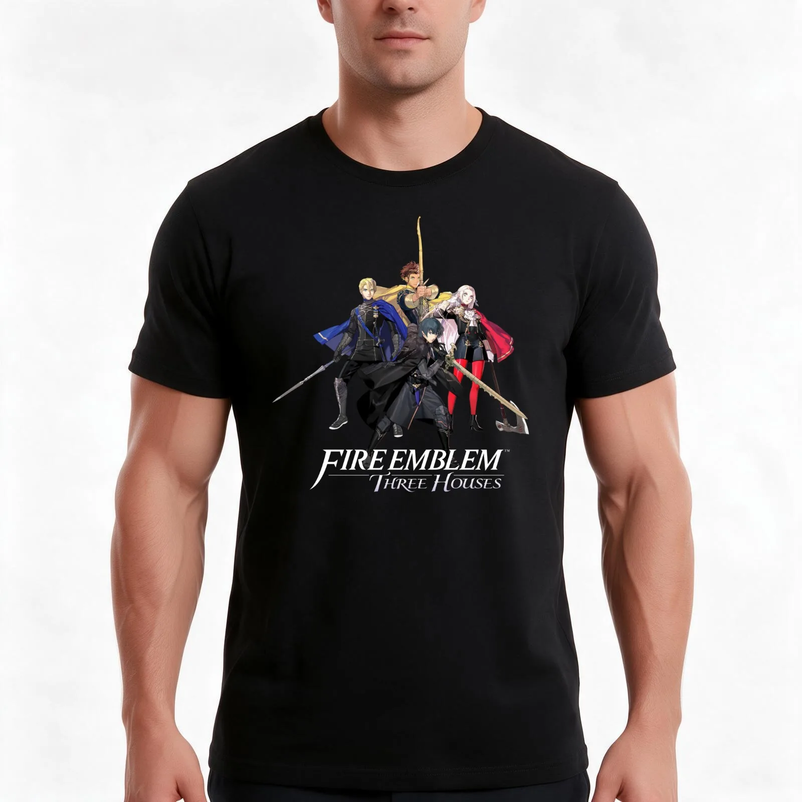 Fire Emblem?: Three Houses - House Leaders and Byleth (Male) T-Shirt, Summer Casual Cotton Tee, Oversized Streetwear Tops
