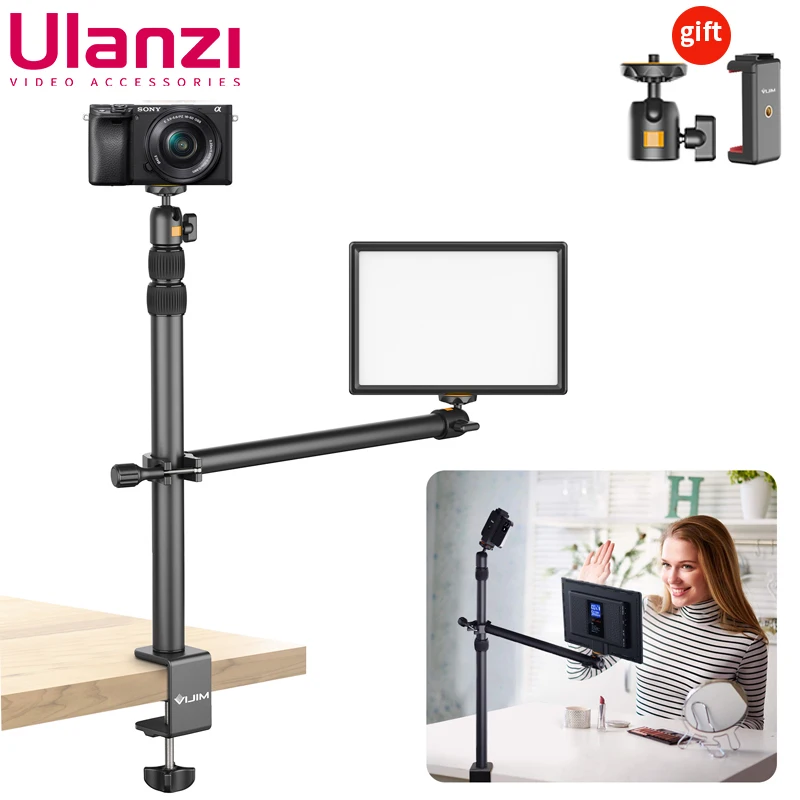 VIJIM LS02 Aluminum Alloy Desktop Arm Stand With Phone Holder Ball head 1/4'' Light Stand For Camera Live Broadcast Arm Bracket