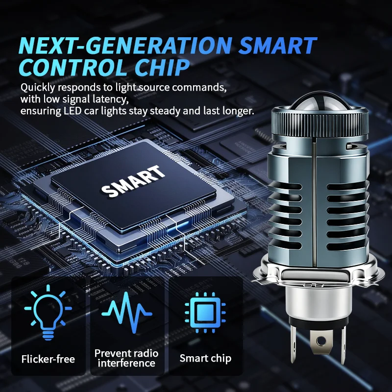 H4 HB2 Car Motorcycle Headlight Bulb, M3 LED Hi/Lo Beam Canbus No Error, CSP Fanless Auto Moto Headlamp 9003 LED Light