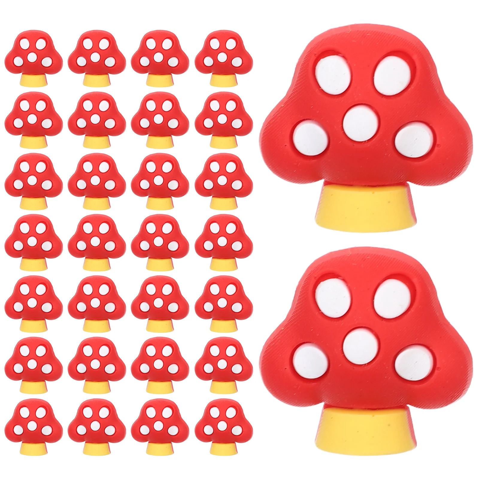 

30Pcs Soft PVC Mushroom Shaped Pencil Clips Cartoon Pencil Topper Pen Charm for School Classroom Rewards Clip-on Pen Decoration