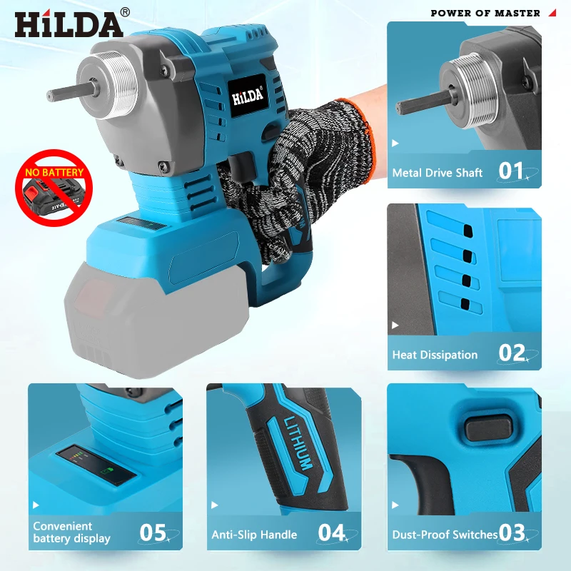 HILDA Cordless Elettrico Calcestruzzo Vibrato Ad Alta Potenza Miscelazione Strumento di Potere Elettrico Compattatore di Calcestruzzo Per Makita 21v Batteria