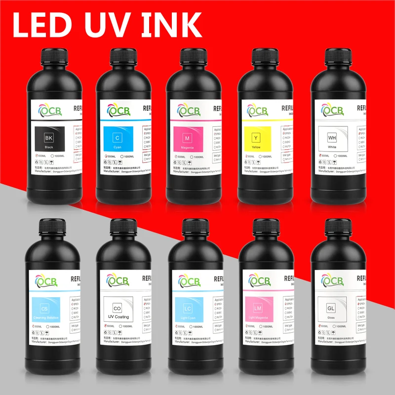 500ML Bottle LED UV Ink For Epson L800 L805 L1800 R290 R330 1390 1400 1410 UV Printer Ink UV Varnish Gloss Ink Hard INK Soft