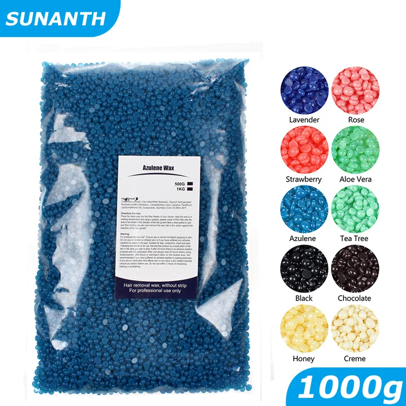 1000g Hard Wax Beans for Depilation Hot Film Wax Beads Hair Removal Paper-free No Strip Depilatory for Full Body