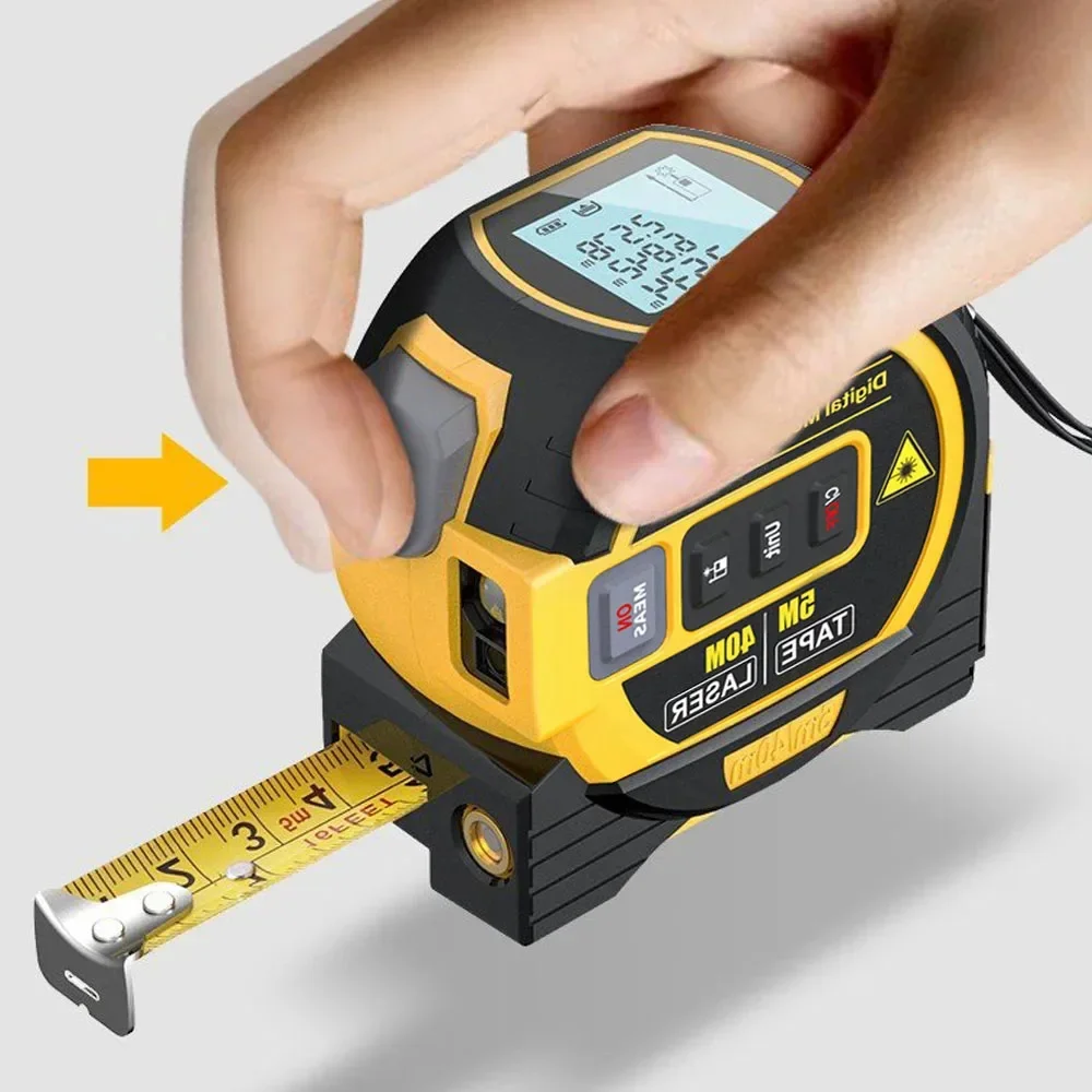 New 3 in 1 Laser Rangefinder 5M Tape Measure Ruler LCD Display with Backlight Distance Meter Building Measurement Device