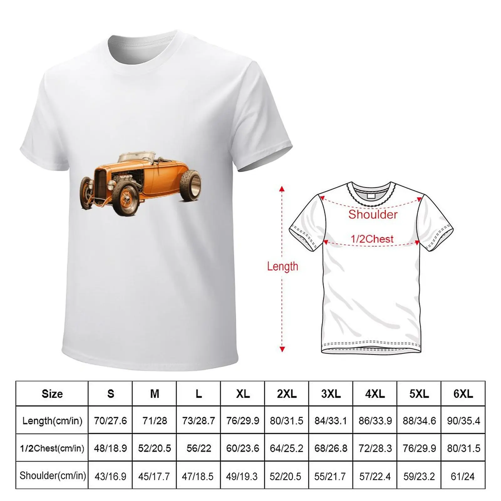 1930s Hotrod Custom Sports Car Illustration T-shirt customs tees tops Short sleeve tee funny t shirts for men