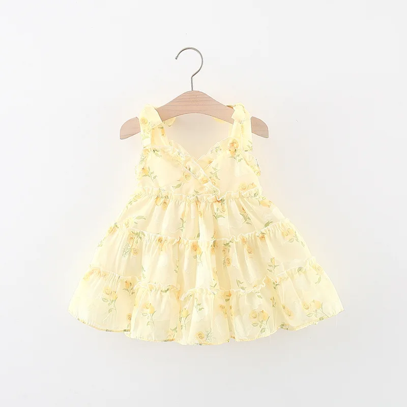 Summer Toddler Dresses Newborn Baby Girl Clothes Korean Fashion Chiffon Flowers Sleeveless Princess Luxury Birthday Dress BC1264