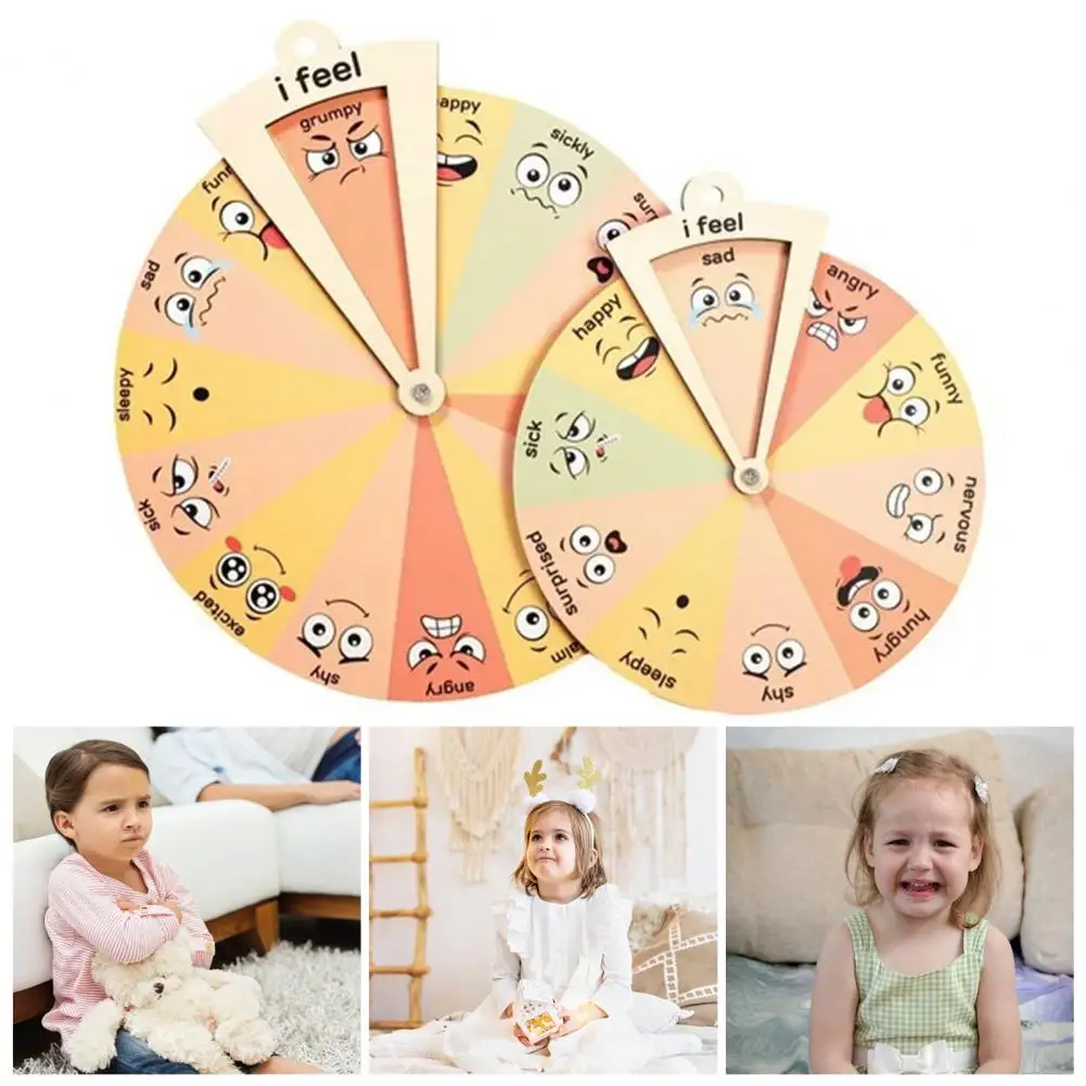 Children Emotional Regulation Tool Kids Wooden Emotion Wheel Wooden Emotion Regulation Spinner for Kids Social for Children's