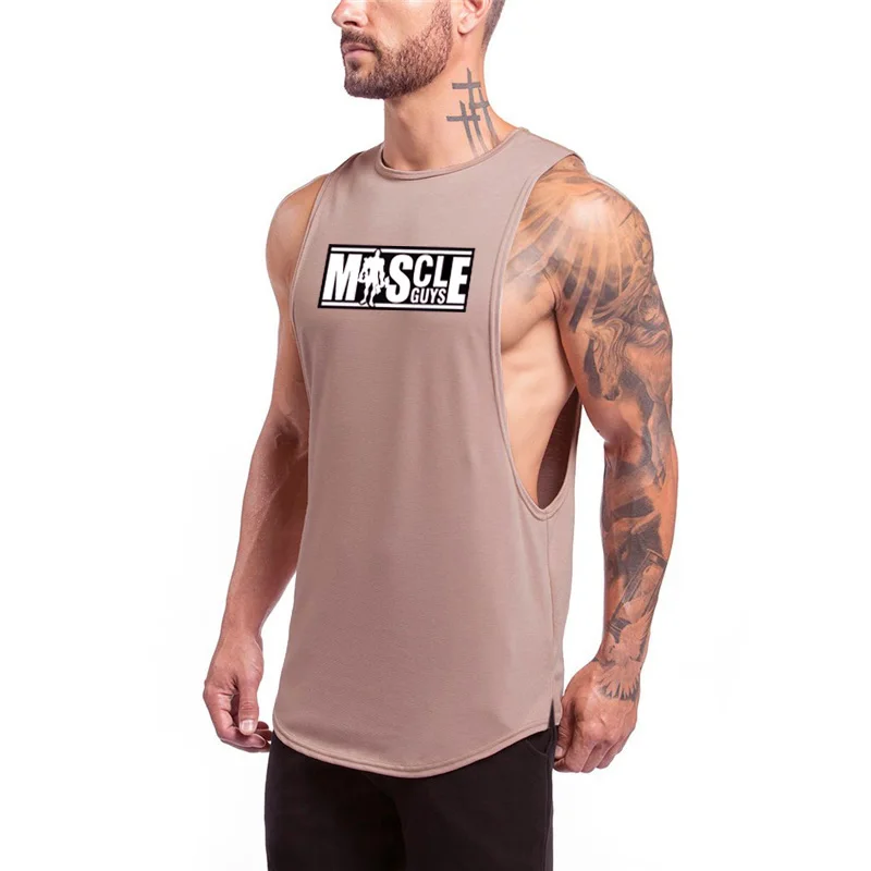 Men's Sleeveless Gym Bodybuilding Fitness Running Sport Tank Tops Verão de Alta Qualidade Respirável Algodão Moda Muscle Singlet