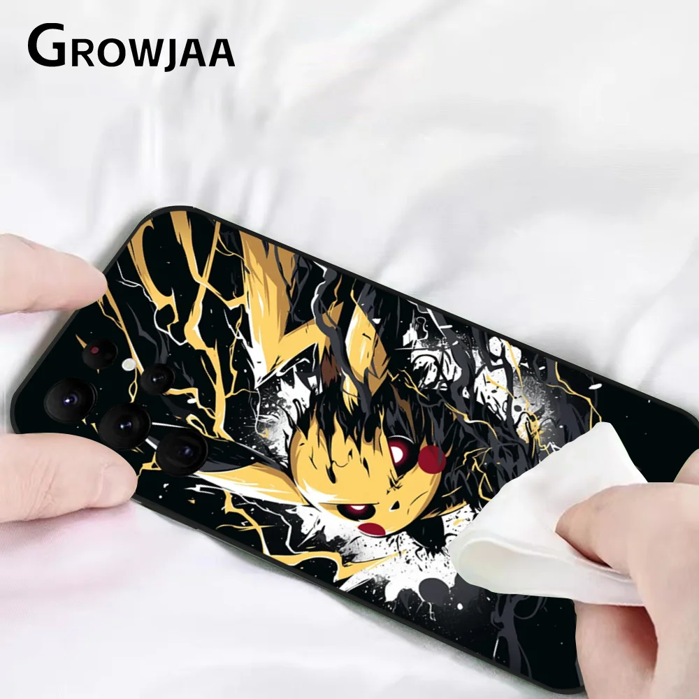 Pikachu Funda de teléfono Pokemon para Samsung Galaxy S24 Ultra S22 S23 Ultra S21 S20, Funda protectora de silicona