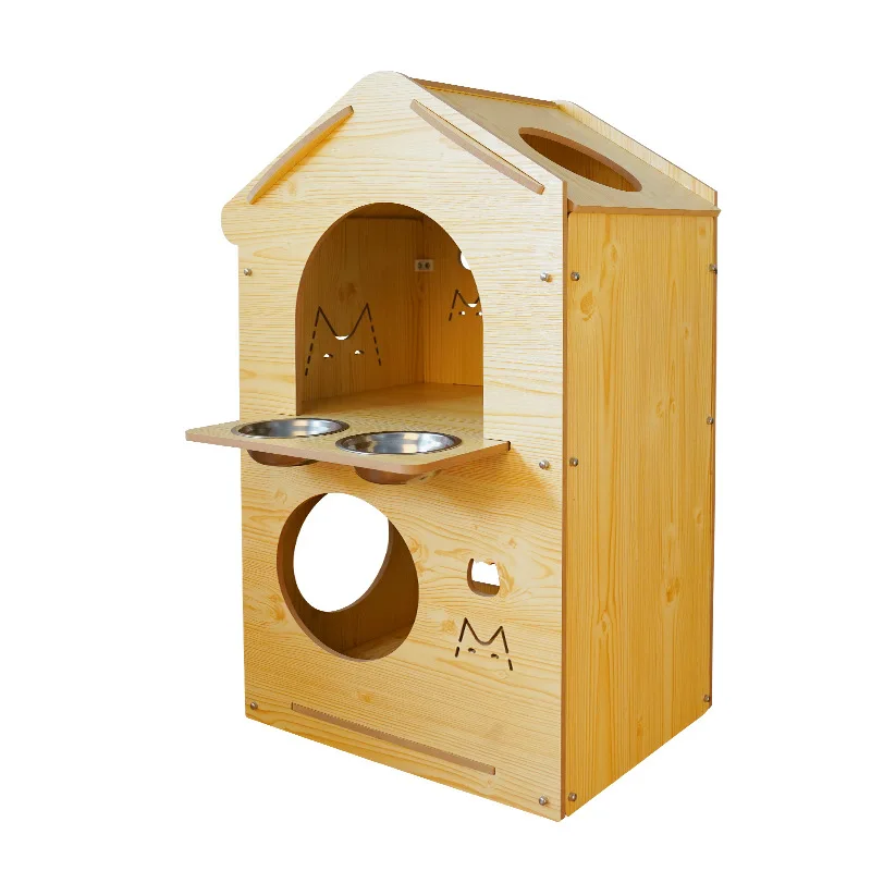 

Solid Pattern Wooden Dog and Cat House Four Seasons Pet Villa with Button Close Easy Assembly Universal Bedroom Pet Home