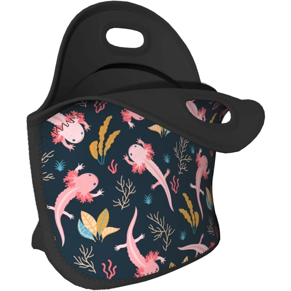 Axolotl-fiambrera grande reutilizable para hombre y mujer, bolsa de mano con aislamiento, fiambrera para acampar, regalos escolares