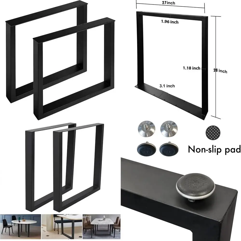 

Сверхмощные промышленные квадратные стальные ножки обеденного стола, высота 28 дюймов x ширина 27 дюймов, толщина 3,1 мм, черные металлические ножки для прочного T