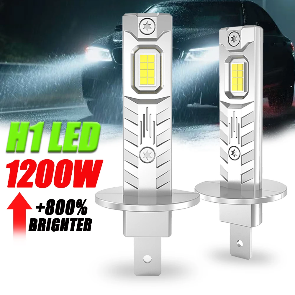

H1 Super Bright LED CANBUS Bulbs 1200W 1:1 Mini Size Wireless Headlight for Car 6000K White Automobile Fog Lights Plug And Play