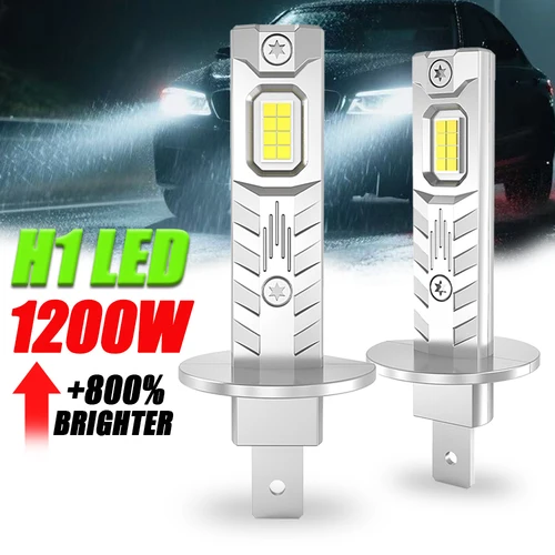 Bombillas LED CANBUS superbrillantes H1, 1200W, 1:1, tamaño Mini, faro inalámbrico para coche, luces antiniebla blancas de 6000K para automóvil, Plug And Play