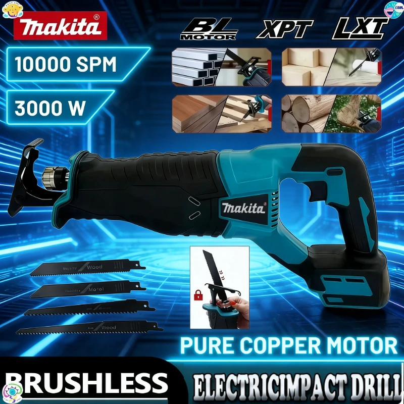 

Аккумуляторная бесщеточная сабельная пила Makita для 18-вольтовых аккумуляторов, портативный электроинструмент