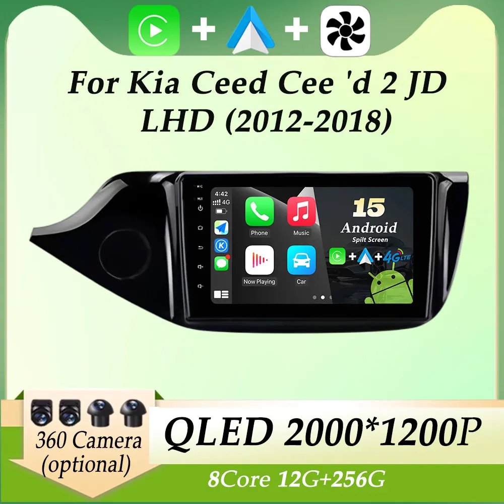 

Car Radio Video Audio Multimedia Player for Kia Ceed Cee 'd 2 JD LHD 2012 - 2018 Carplay GPS Navigation Split Screen QLED Screen